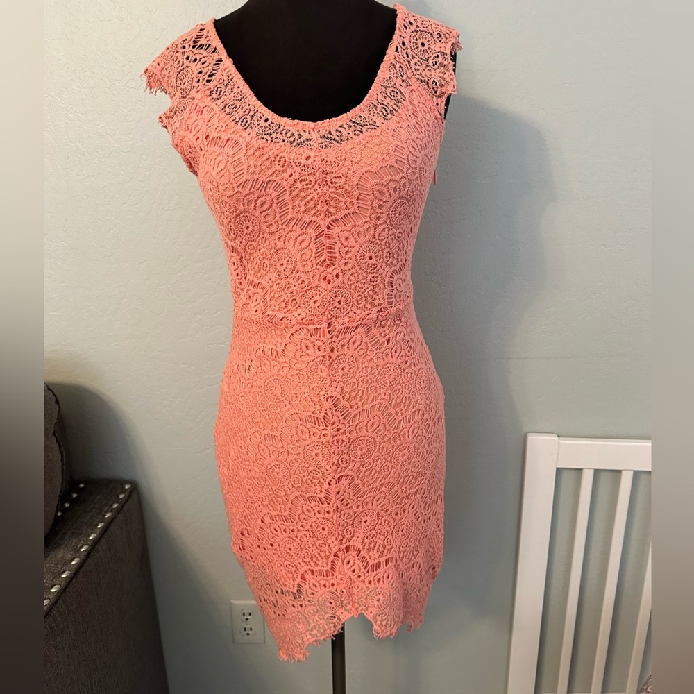 Coral lace dress